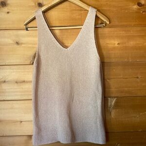 Womens Sleeveless V Neck Sweater Vest Fall Loose Knit Tank Top Khaki Small NWOT